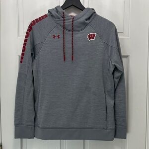 Under Armour Gray Wisconsin Badgers Pullover Hooded Sweatshirt - Size Small